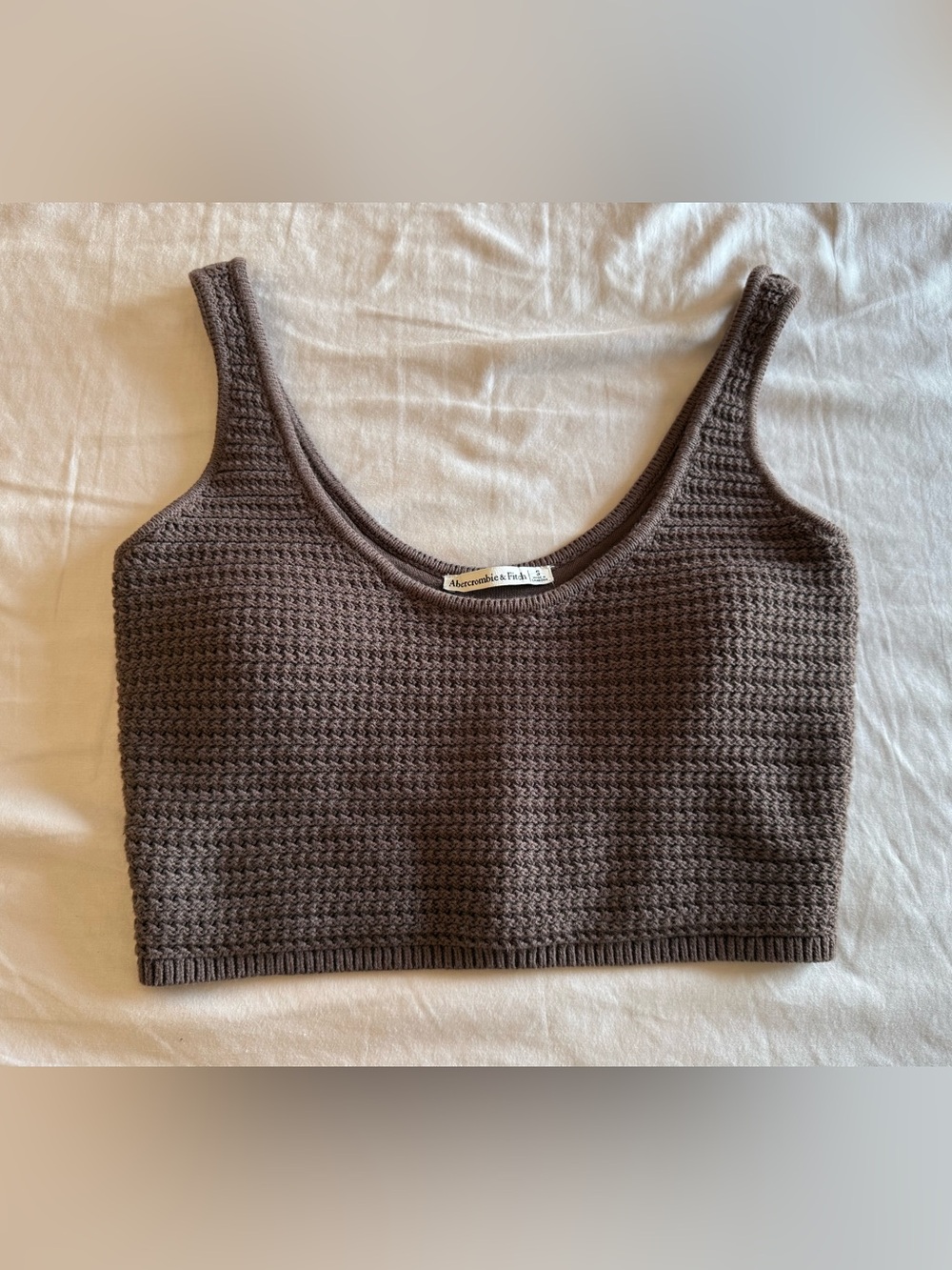 Abercrombie & Fitch Brown Crochet Woven Cropped Crop Tank Top Scoop Neck S New